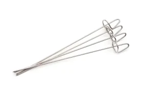 Deos Grilovací jehly na šašlik nerez, 4 ks / Grilovací jehla / nerezová ocel / kord / 20 cm (DE1012)