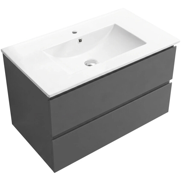 CERANO - Koupelnová skříňka Carole - antracitová + keramické umyvadlo Todo - bílá lesklá - 81x50x46,5 CER-249098