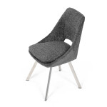 Židle jídelní, šedá látka, kovové nohy, broušená nerez.