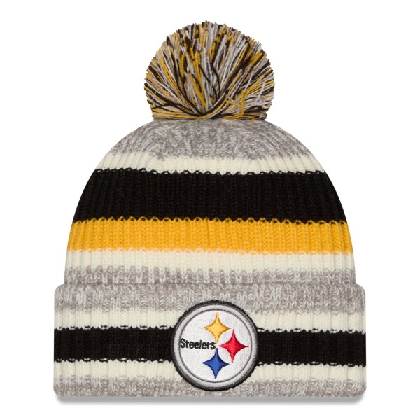 New Era Dětská zimní čepice Pittsburgh Steelers NFL Stripe Cuffed Knit Hat with Pom