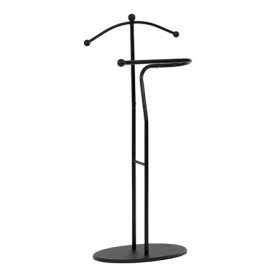 Němý sluha, výška 110 cm, masiv kaučukovník, černé moření, kov černý