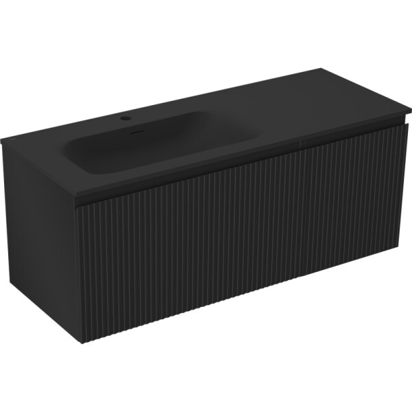 MEXEN/S - Rivel koupelnová skříňka 120 cm s umyvadlem Vela levá, 1S, 1D, reliéf, černá mat 91A23-12047-3-BBFF71-W23L71