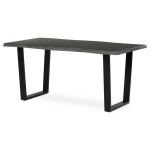 Stůl jídelní, 160x90x75 cm, MDF deska, dekor šedý dub, kovová nohy ve tvaru U, černý matný lak