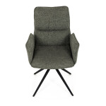 Židle jídelní, zelená látka, 360° vratný mechanismus, černý kov