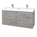 Dřevojas - Umyvadlová skříňka Q MAX SZZ4 120 - D01 Beton / Úchytka T03 / D01 Beton 332143C