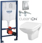 Grohe Rapid SL pro závěsné WC 38528SET s chromovou deskou + WC CERSANIT CLEANON CARINA + SEDÁTKO 38772001 CA1