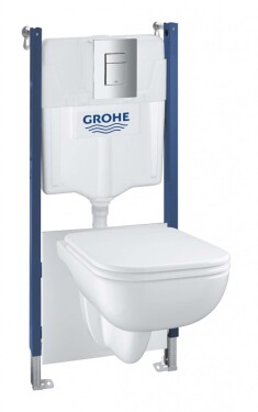 GROHE - Solido Set předstěnové instalace, klozetu Edge Ceramic a sedátka softclose, tlačítko Even, chrom 39816000