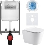 CERANO - Kompletní WC set Basic/Carlito - bílá lesklá - WC tlačítko Dualo/Stříbrná - pro zazdění - 48,5x36,5 CER-8050BD86026