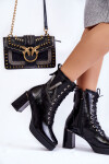 Módní, zateplené kožené boty s ornamentem černé Malta 41