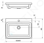 RAVAK - Comfort Umyvadlo 600x460 mm, s 1 otvorem pro baterii, bílá XJX01260001