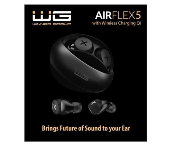 WG - Bluetooth sluchátka WG AirFlex 5, ENC, podpora Qi, černá EDF_820998