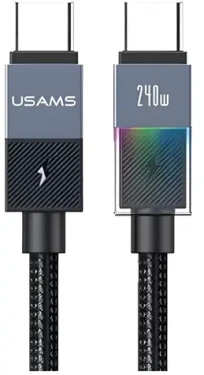 USAMS SJ777 šedá / Datový kabel / USB-C - USB-C / PD 240W / 1,2 m (USA1427)