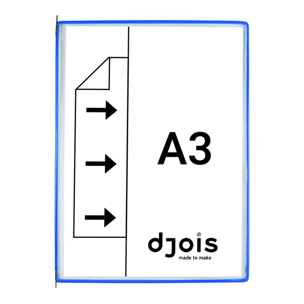 Djois závěsný rámeček s kapsou, A3, otevřené bokem, modrý, 10 ks