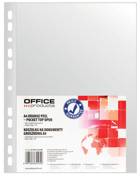Office Products prospektový obal, A4, matný, PP, 30 μm, 100 ks, transparentní
