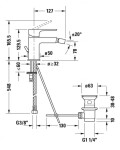 DURAVIT - B.1 Bidetová baterie s výpustí, chrom B12400001010