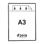 Djois závěsný rámeček s kapsou, A3, otevřený shora, černý, 10 ks