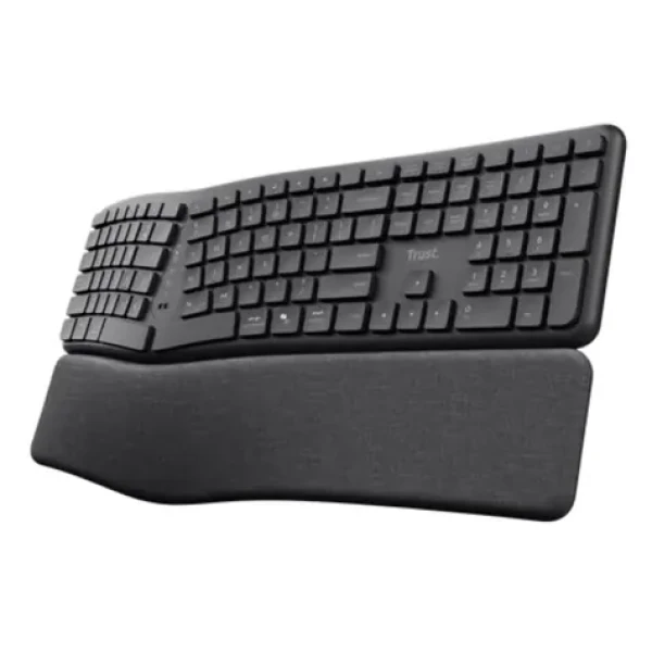 Trust Keyra černá / Ergonomická bezdrátová klávesnice / membránová / Bluetooth + RF / US Layout (25459)
