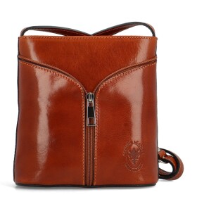 Luxusní dámská kožená crossbody kabelka Violiana, koňaková