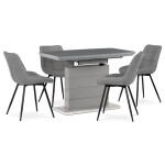 Židle jídelní, stříbrná látka, nohy černý kov