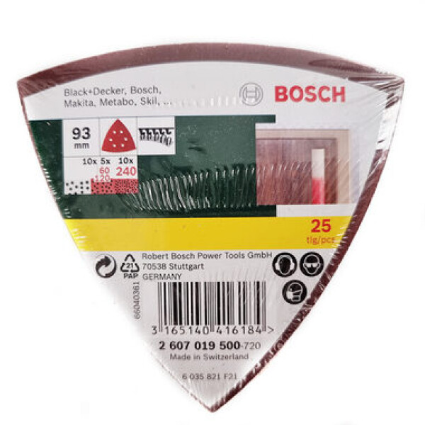 Bosch 2607019500 sada brusného papíru pro delta brusky otvory Zrnitost 60, 120, 240