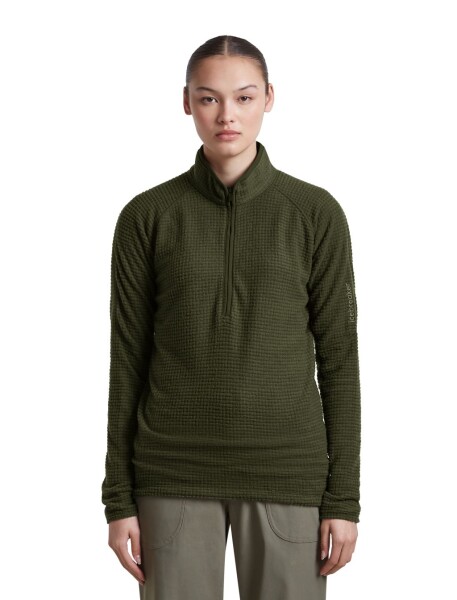 Dámská merino mikina ICEBREAKER Wmns Merino 400 RealFleece Grid LS Half Zip, Dark Loden velikost: M