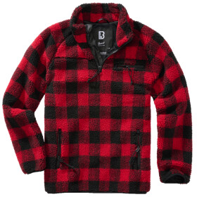 Brandit Svetr Teddyfleece Troyer červená | černá 4XL