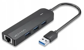 Vention černá / USB hub 5v1 / 3x USB-A 3.2 Gen 1 / Gigabit Ethernet RJ-45 / 5 Gbit/s (CHNBB)