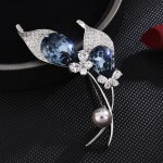Brož Swarovski Elements Lanza - květina, Modrá