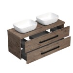 Koupelnová skříňka s černou úchytkou a krycí deskou SAT Cube Way 120x47,5x46 cm dub Wellington mat CUBE46C1203DW45 CUBE46C1203DW45