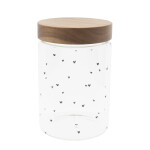 Bastion Collections Dóza s dřevěným víkem Full of Love 18 cm nápis, čirá barva, přírodní barva, sklo, dřevo