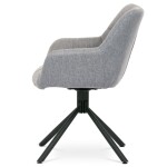 Židle jídelní, šedá látka, otočný mechanismus 90°/90° (L/P), černý kov