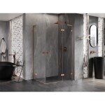 MEXEN/S - Lunar L Duo sprchový kout dveře křídlové pravá 115 x 100, transparent, měď kartáčovaná 834L-115P-100L-65-00