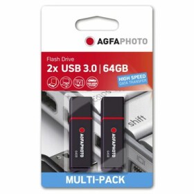 AgfaPhoto USB 3.0 64GB 2ks černá / Flash Disk / USB-A 3.0 / R:55 MB/s / W:20 MB/s (10571MP2)