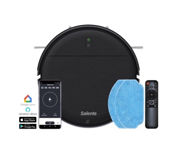 Salente R2, robotický vysavač, stírání vodou, nabíjecí stanice, černý EDF_546976