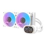 DarkFlash DH240D v2 bílá / AiO chladič CPU / 2x 120 mm / Segmentový displej / ARGB podsvícení / Intel + AMD (DH240D WHITE v2)