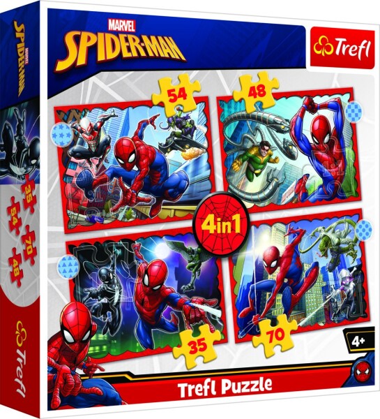 Trefl Puzzle Hrdinný Spiderman 4v1 (35,48,54,70 dílků) - Trefl