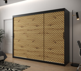 Šatní skříň Abi Jodelka 1 Barva korpusu: Černá, Rozměry: 250 cm, Dveře: Dub artisan