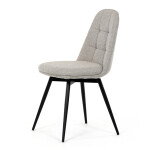 Židle jídelní, krémová látka, 360° otočný mechanismus, černý matný lak, kovové nohy