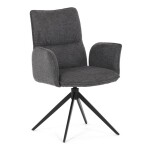 Židle jídelní, šedá látka, 360° vratný mechanismus, černý kov