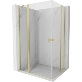 MEXEN/S - Mist Duo sprchový kout dveře křídlové 90 x 85, transparent, zlato kartáčovaná 8A4-090-085-55-00