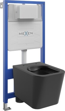 MEXEN/S - WC předstěnová instalační sada Fenix Slim s mísou WC Teo, černá mat 6103385XX85