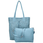 Módní dámský koženkový set kabelek Safira, světle modrý