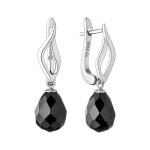 Stříbrné náušnice s černým onyxem, stříbro 925/1000, Stříbrná