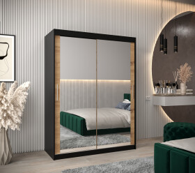 Šatní skříň Abi T3 Barva korpusu: Černá, Rozměry: 150 cm, Dveře: Dub artisan