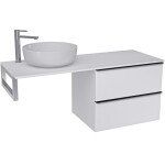 CERANO - Koupelnová skříňka Velora - bílá matná, úchytka černá + deska pod umyvadlo z lit. mramoru Elanys - 12 mm + konzole chrom - 160x54,2x46,5 CER-679387