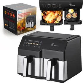 Extralink Home Air Fryer SJ-1000 černá / Horkovzdušná fritéza / Dual Zone 6+4 l / 2500 W / dotykové ovládání (EX.38671)
