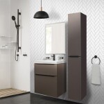 Mereo Mailo, koupelnová skříňka s umyvadlem z litého mramoru 121 cm, dub Riviera, černé madlo CN523MB