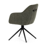 Židle jídelní a konferenční, zelená látka, černé kovové nohy, otočný mechanismus