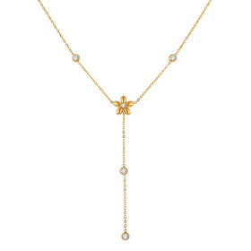 Náhrdelník s květinovým motivem Fleur - chirurgická ocel, Zlatá 45 cm + 5 cm (prodloužení)