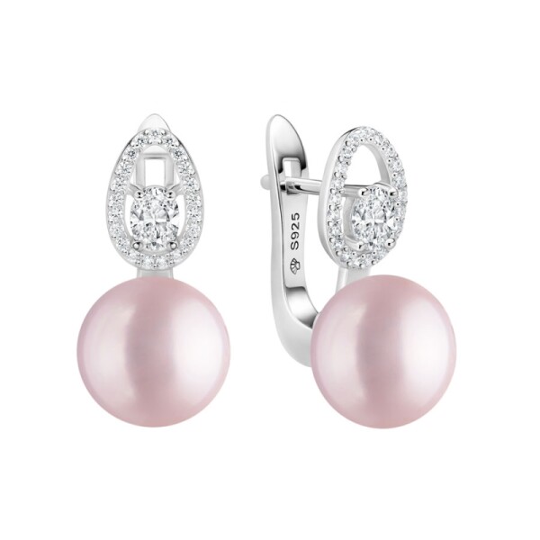 Náušnice s levandulovou 10 mm perlou Noema - stříbro 925/1000, Stříbrná Levandulová